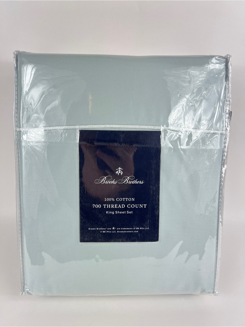 Brooks Brothers King Sheet Set Light Bluish Green 700 TC 100% Cotton 4 Pc NEW